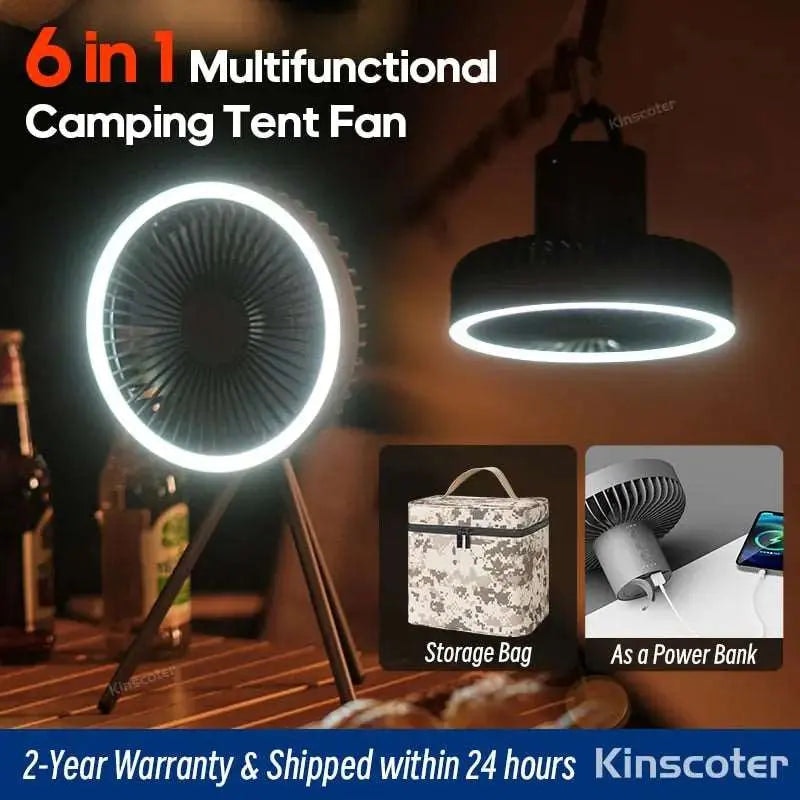Tragbarer 10.000 -mAh -Camping -Fan - Tragbarer 10.000 -mAh -Camping -Fan mit LED & Tripod Medien 1