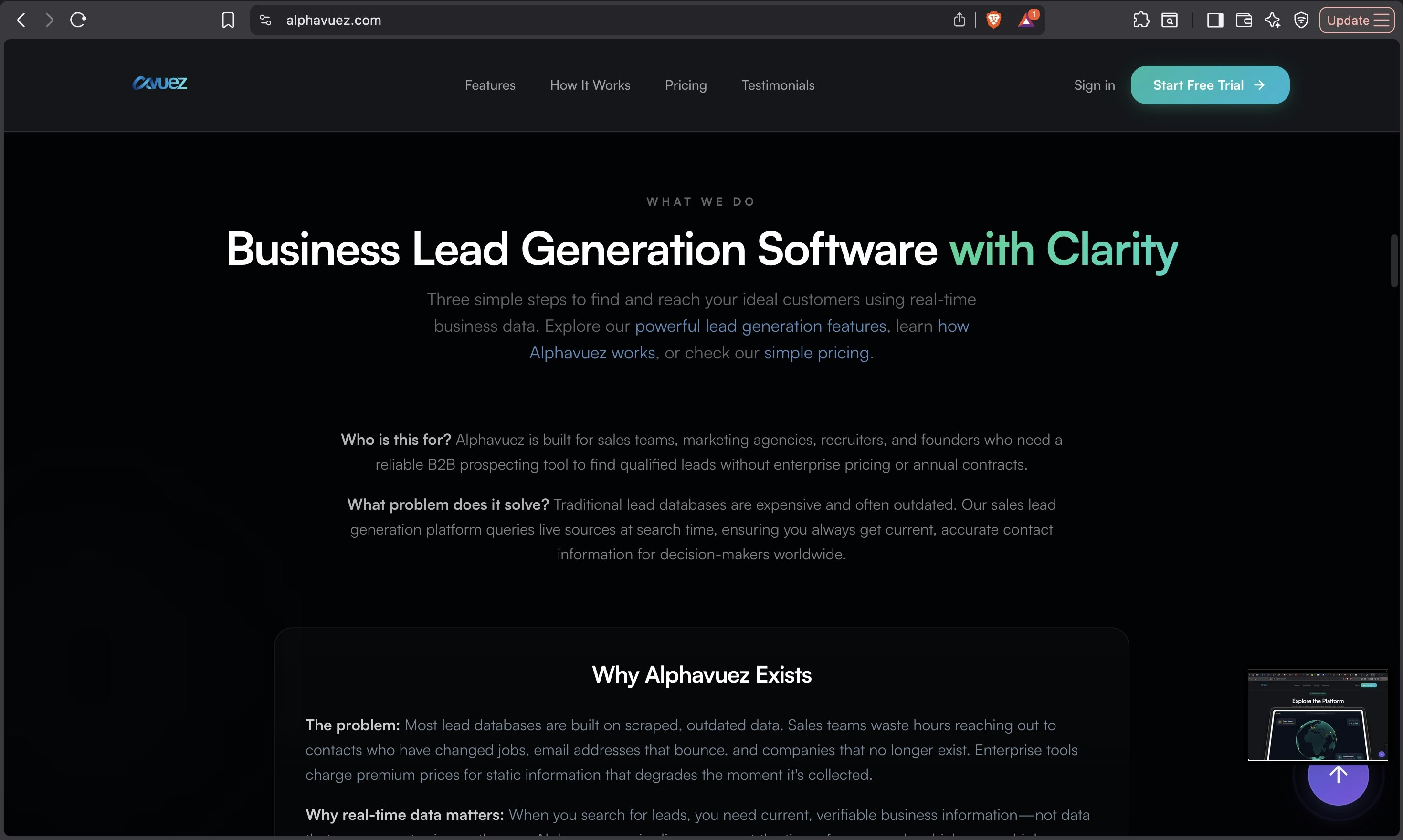 Alphavuez - Screenshot 2 showing product features and functionality
