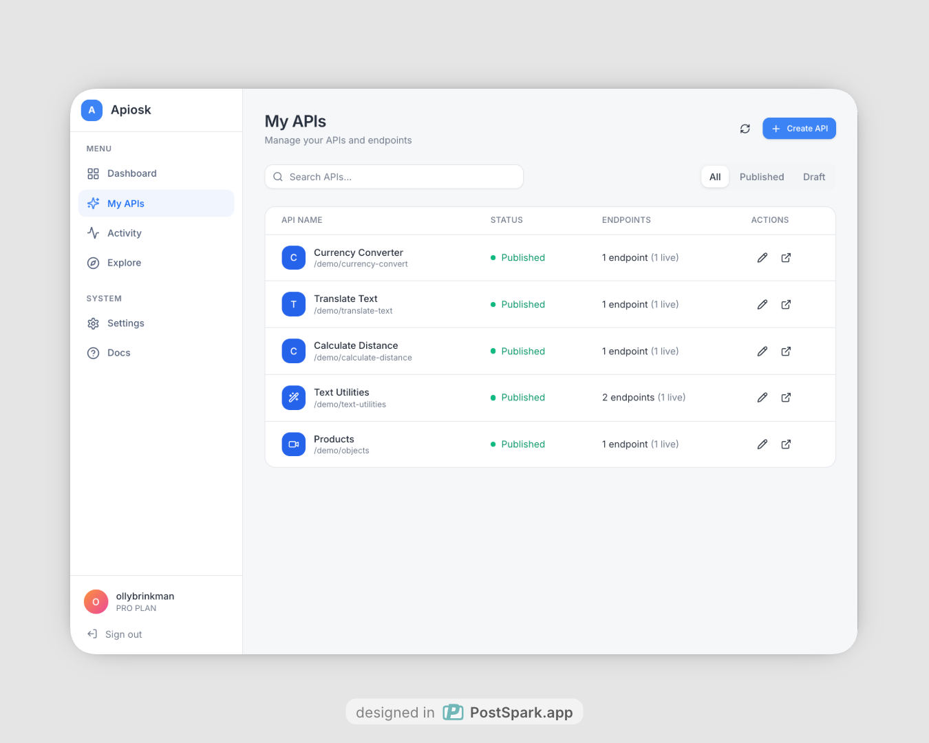 Apiosk - Screenshot 2 showing product features and functionality