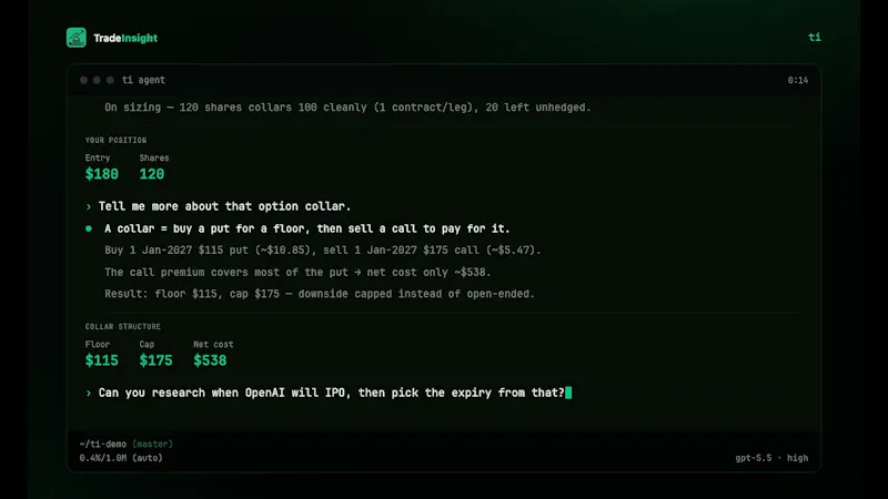 ti — AI Agent for Quants & Traders screenshot 1 (video preview)