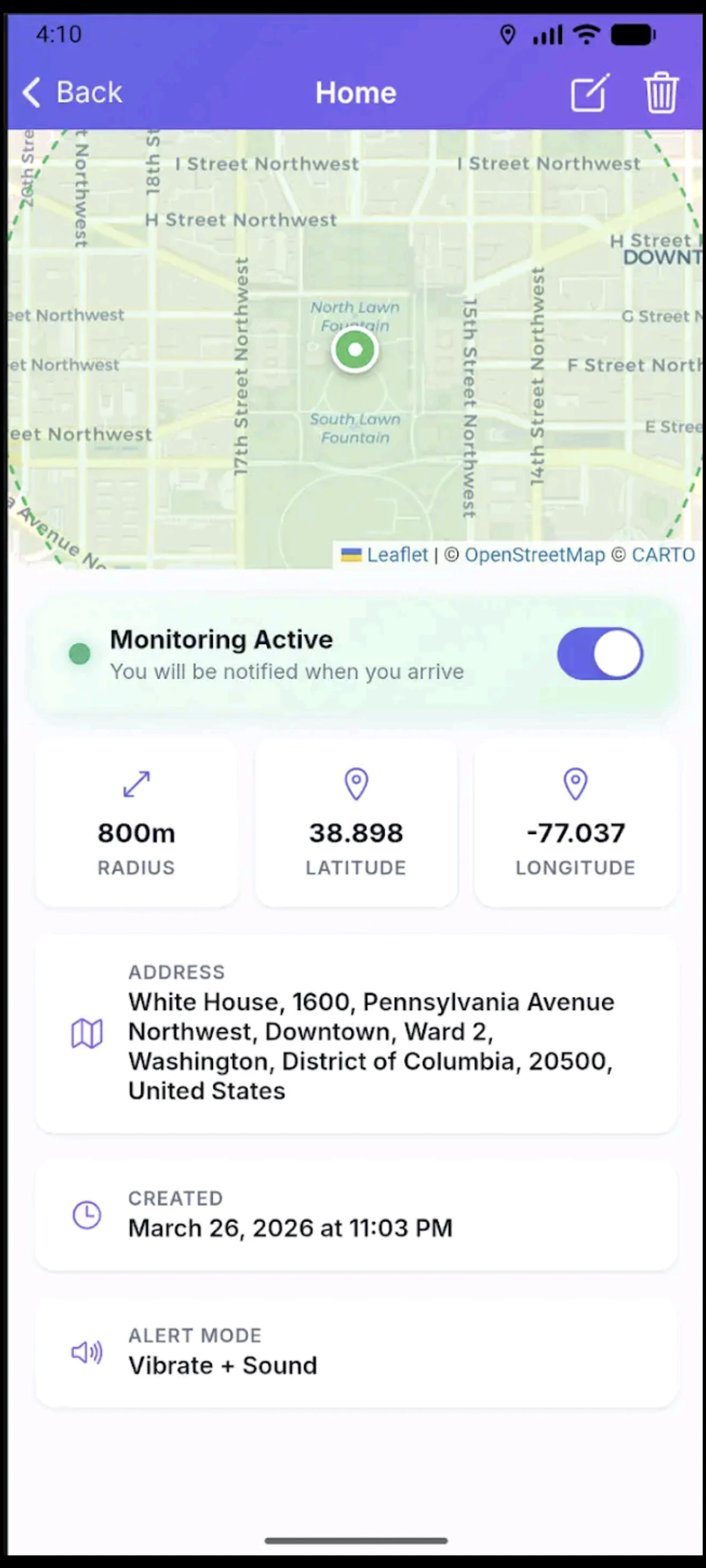 Alarm locator screenshot 3