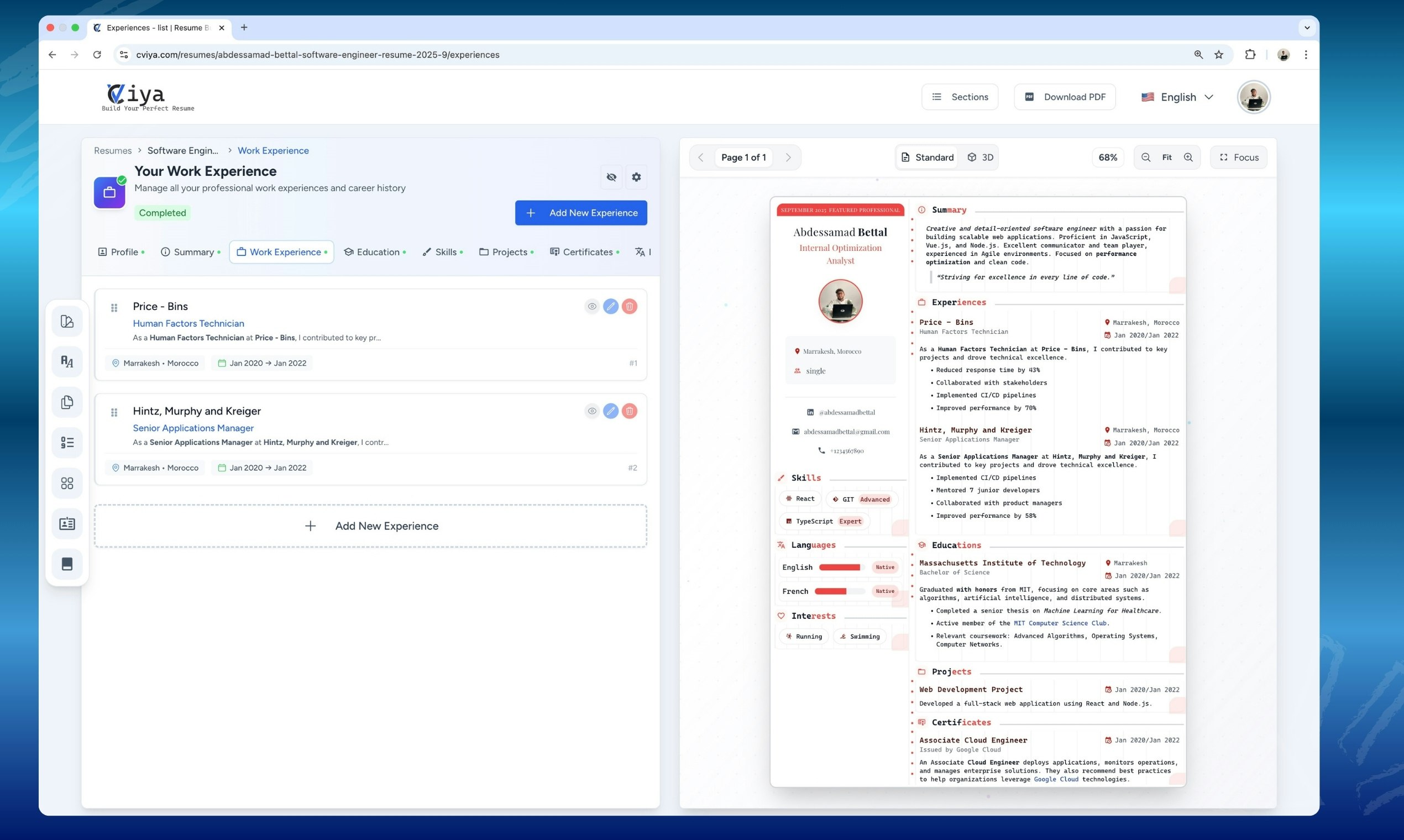 Média Cviya – Générateur de CV personnalisable gratuit - Le design reprend votre chemin : pas de limites, pas de filigranes, pas de ventes incitatives 9