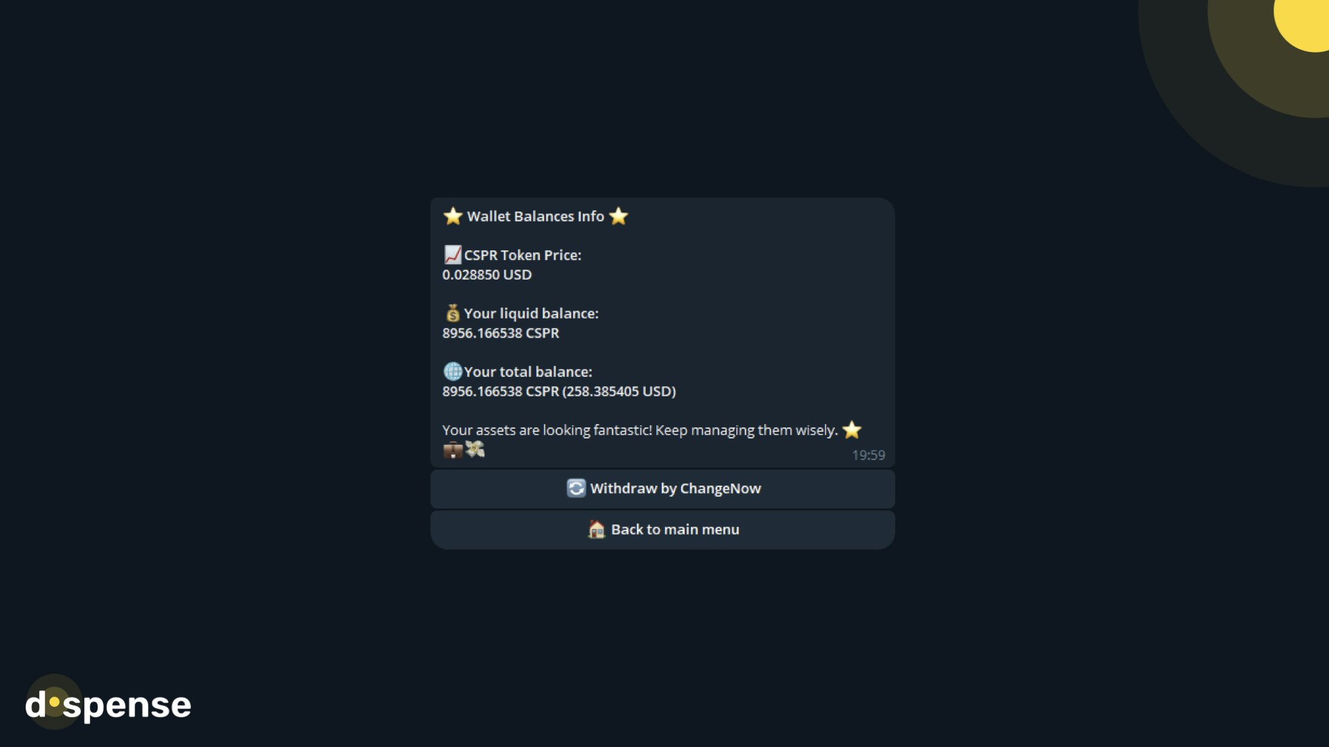 Media Dspense dompet - Urus, pegangan, tukar crypto anda dengan mudah melalui telegram 5