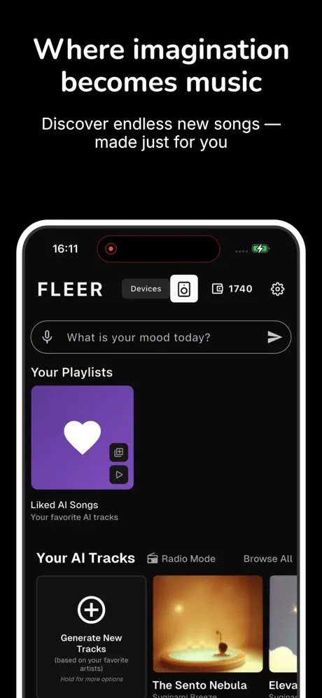 FLEER - AI Music - Main product screenshot demonstrating key features and user interface