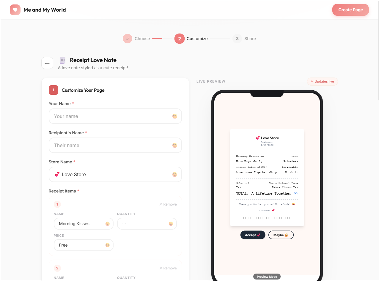 Me and My World - Screenshot 2 showing product features and functionality