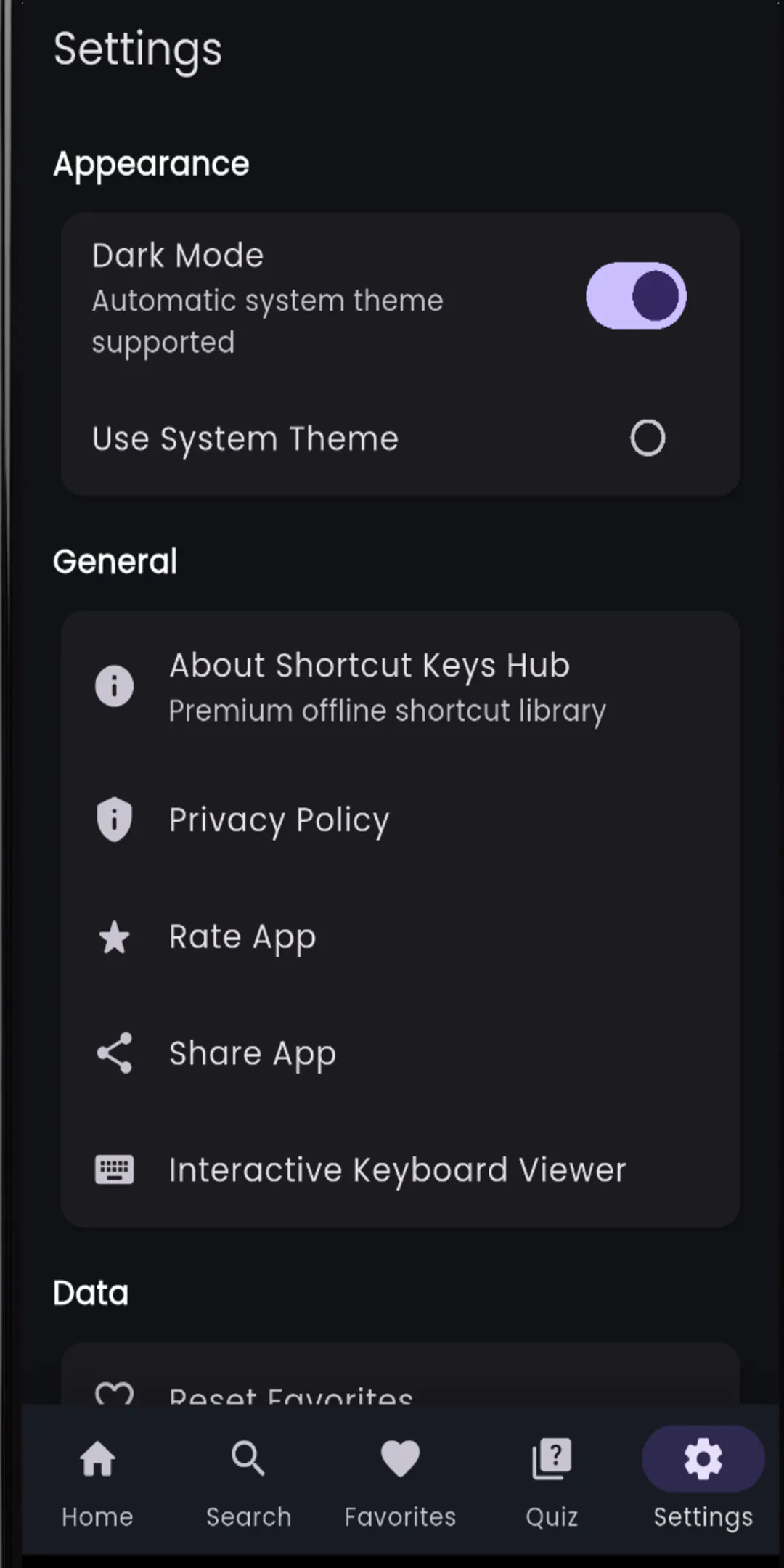 Shortcut Keys Hub screenshot