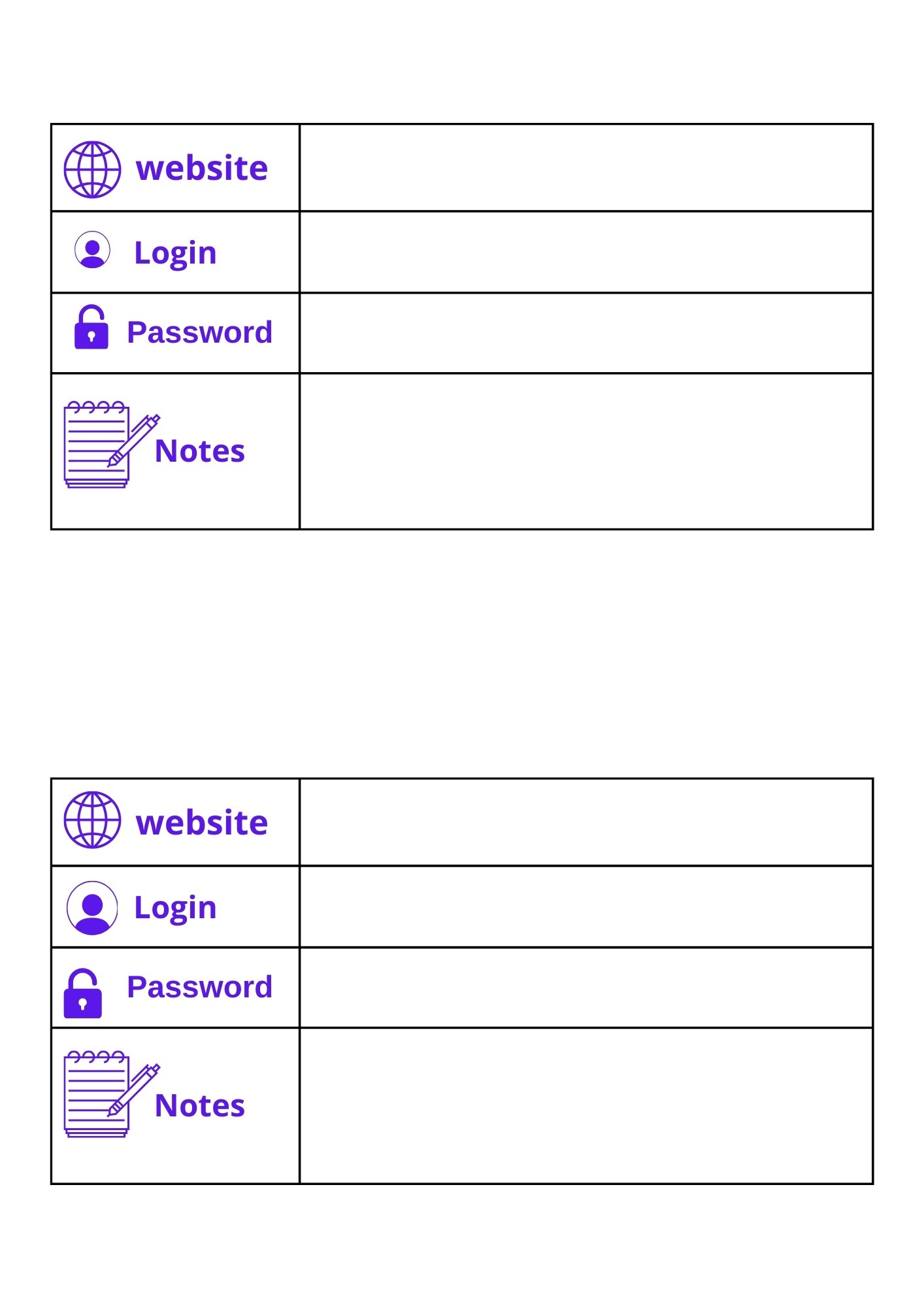 Diario di bordo della password - modificabile in canva media 2