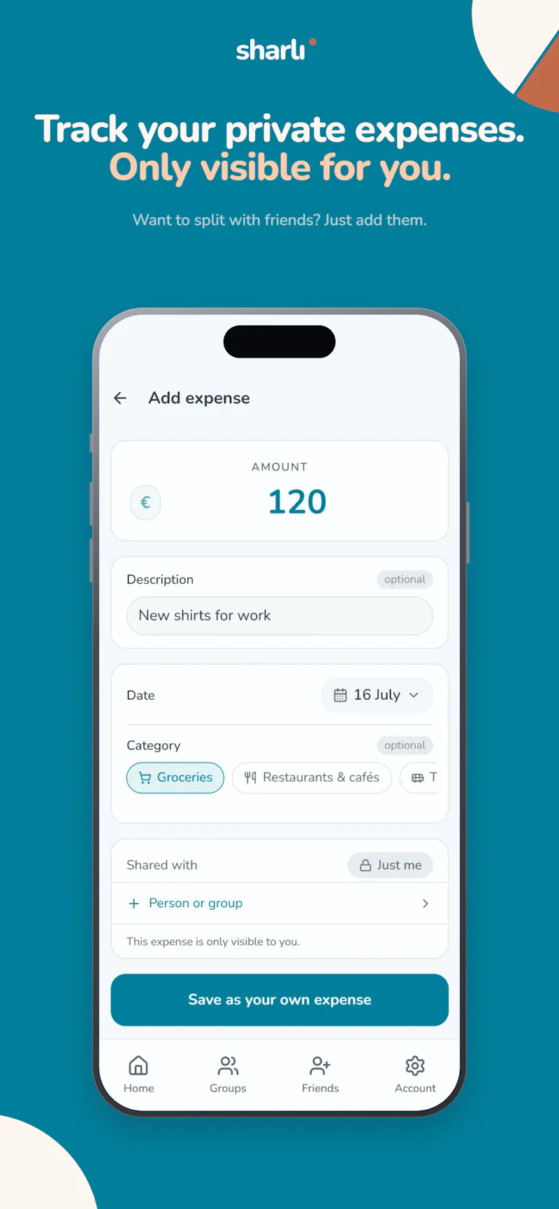 Sharli - expense splitting app screenshot 3