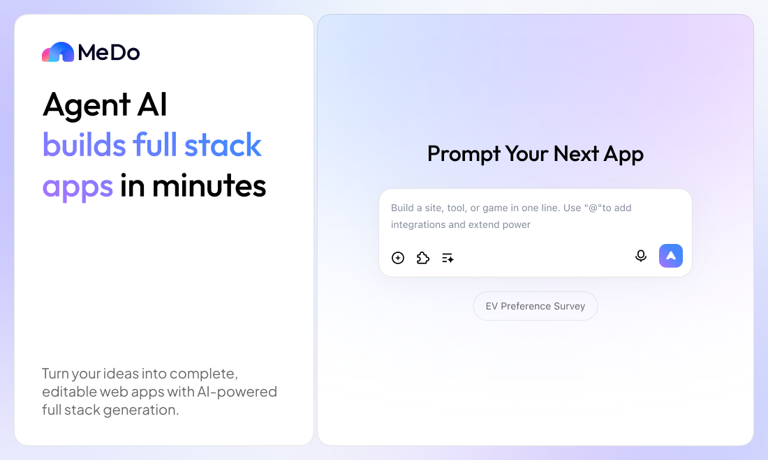 MeDo - Main product screenshot demonstrating key features and user interface