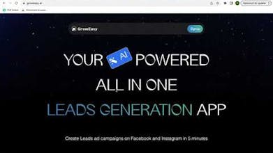 Логотип GrowEasy: современный, элегантный логотип, который представляет инструмент для кампаний по генерации потенциальных клиентов в Facebook и Instagram.
