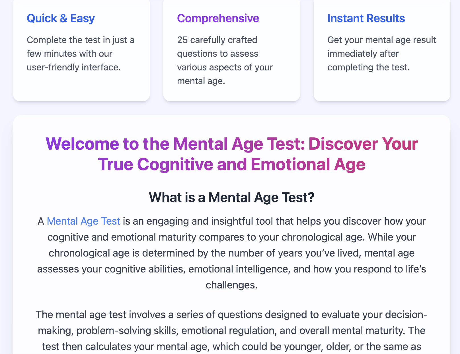 Teste de idade mental media 2