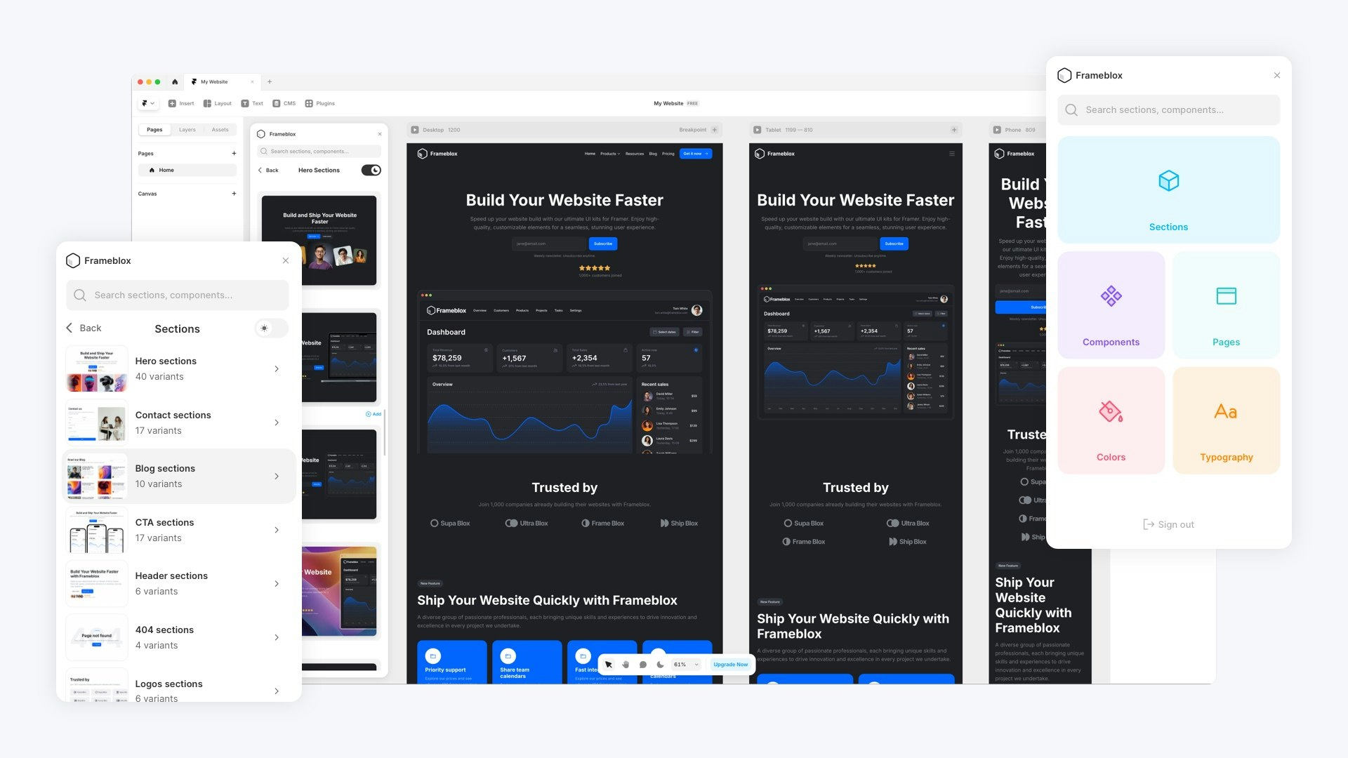 프레임 블록 플러그인 - Framer 용 UI 키트 구성 요소 라이브러리 플러그인 미디어 8