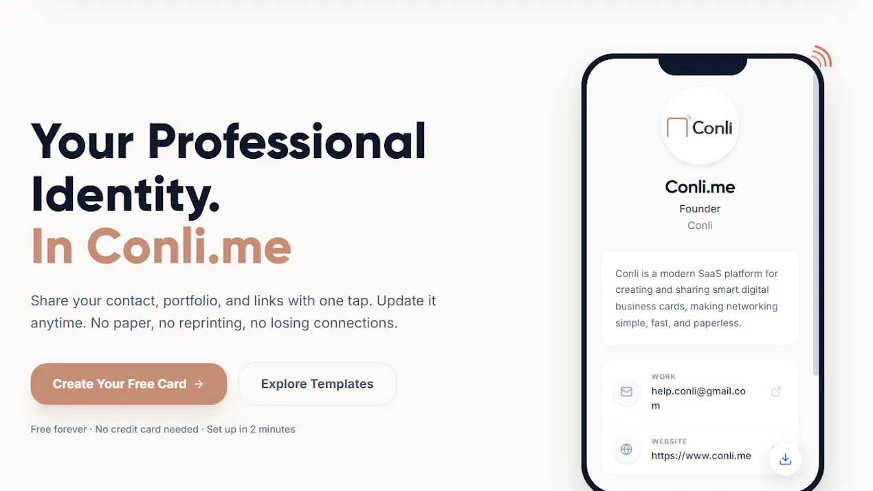 Conli – Smart NFC Digital Business Cards product