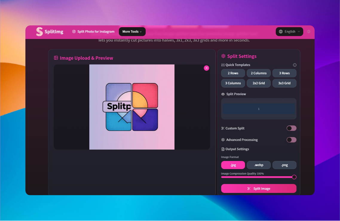 Splitimg- 2 초 이미지 스플리터 - 2 번의 클릭으로 이미지를 그리드 및 회전 목마로 분할하십시오 미디어 3