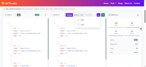 WebNestix JSON Formatter gallery image