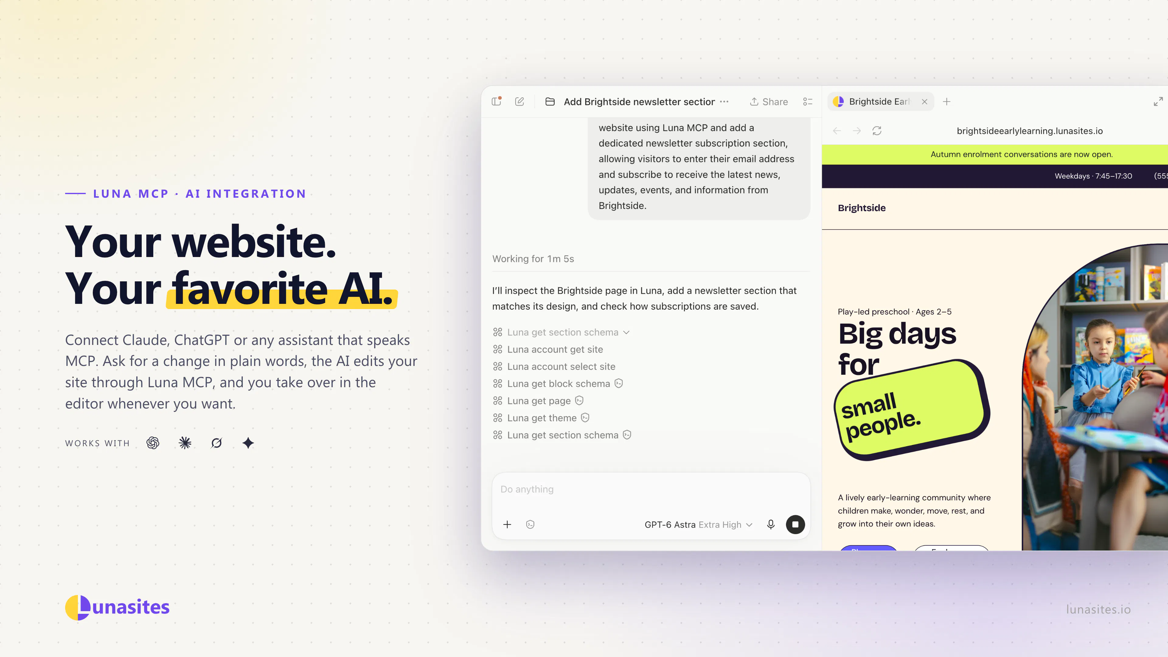LunaSites! Website builder with MCP gallery image