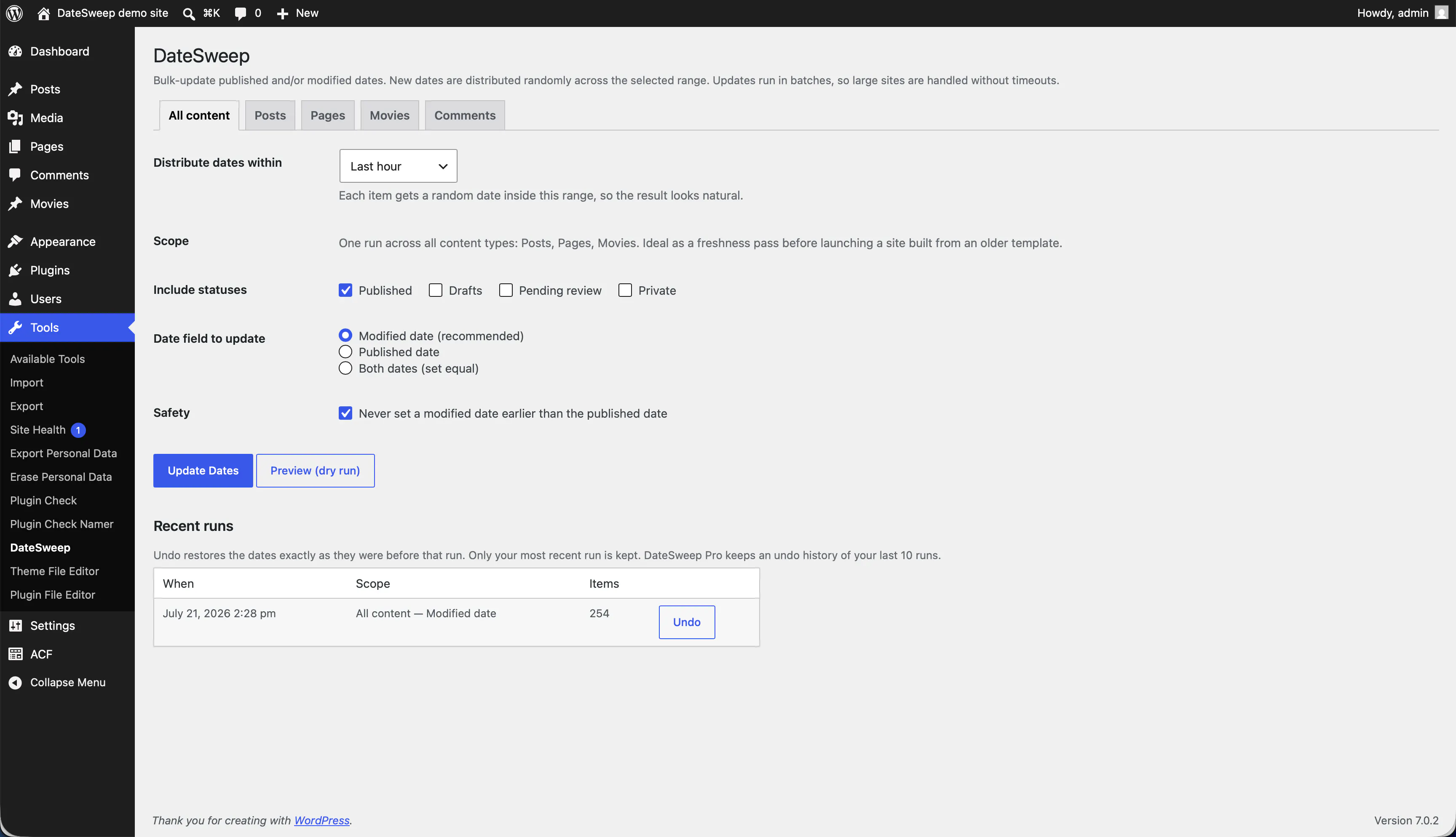 DateSweep screenshot