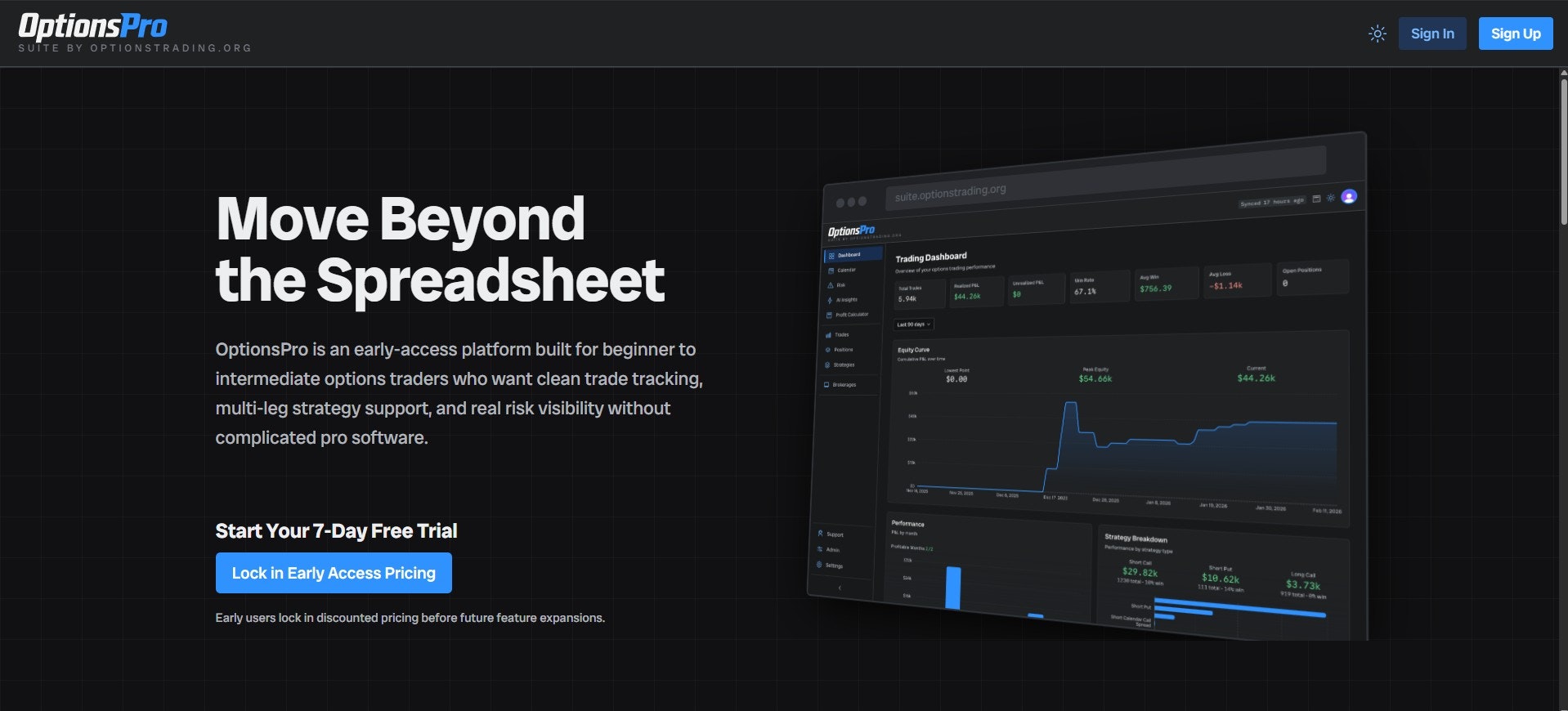 Options Pro - Main product screenshot demonstrating key features and user interface