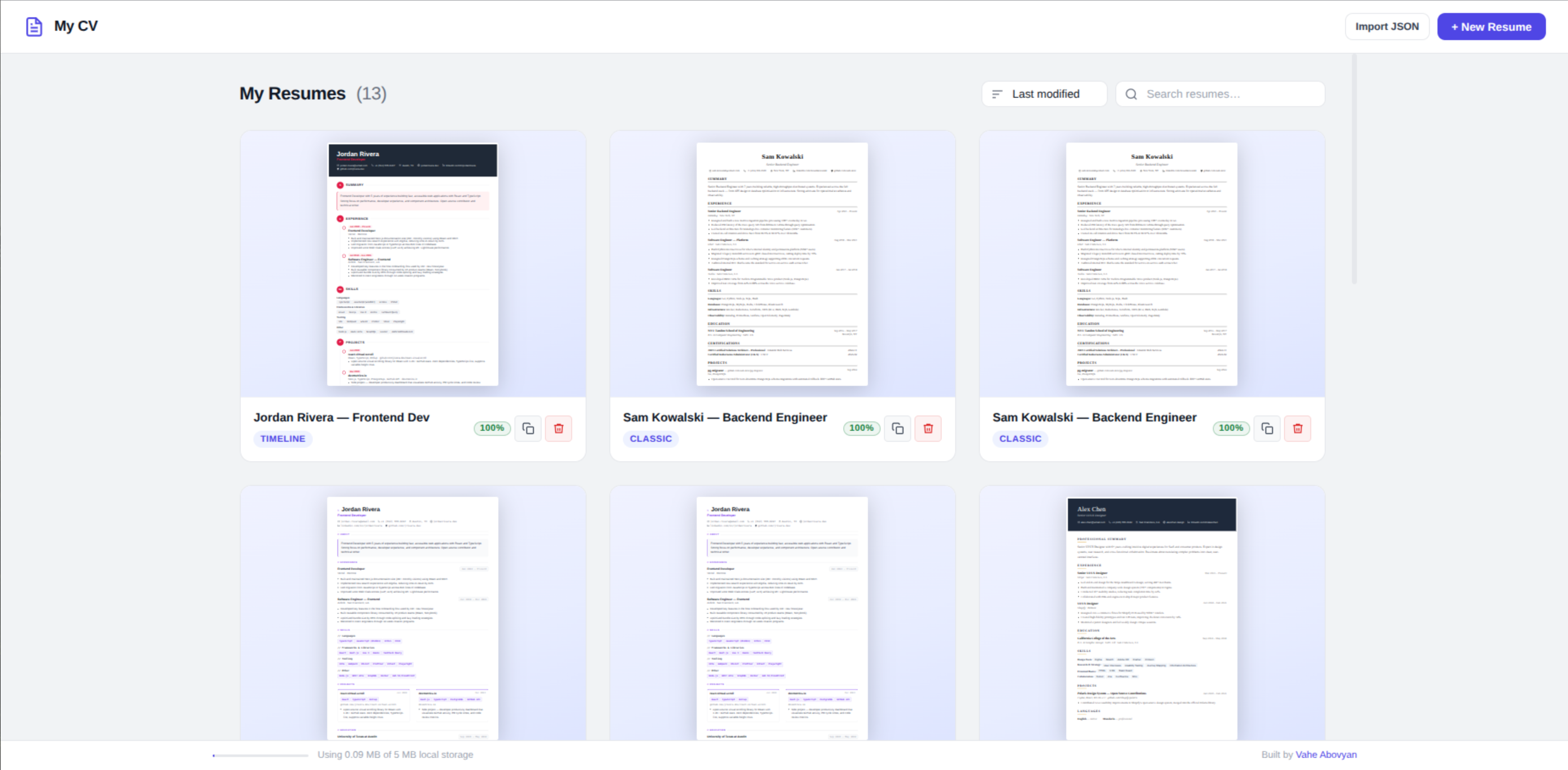 Free and Private Resume Builder - Main product screenshot demonstrating key features and user interface