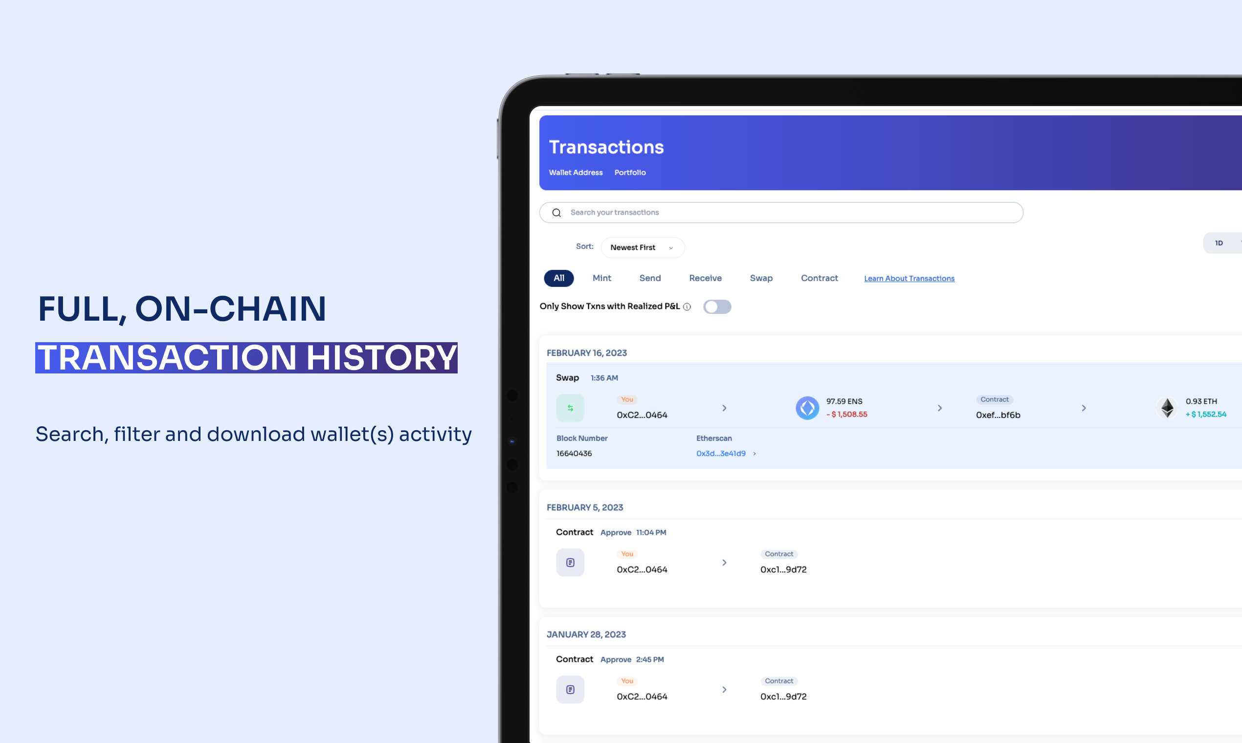 Mídia 6 de OpenPool - Obtenha P&L ao longo da vida em segundos;Facilitamos os dados da blockchain