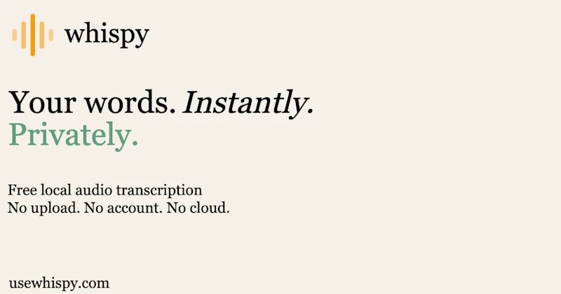 Whispy — Free Local Audio Transcription. screenshot 1