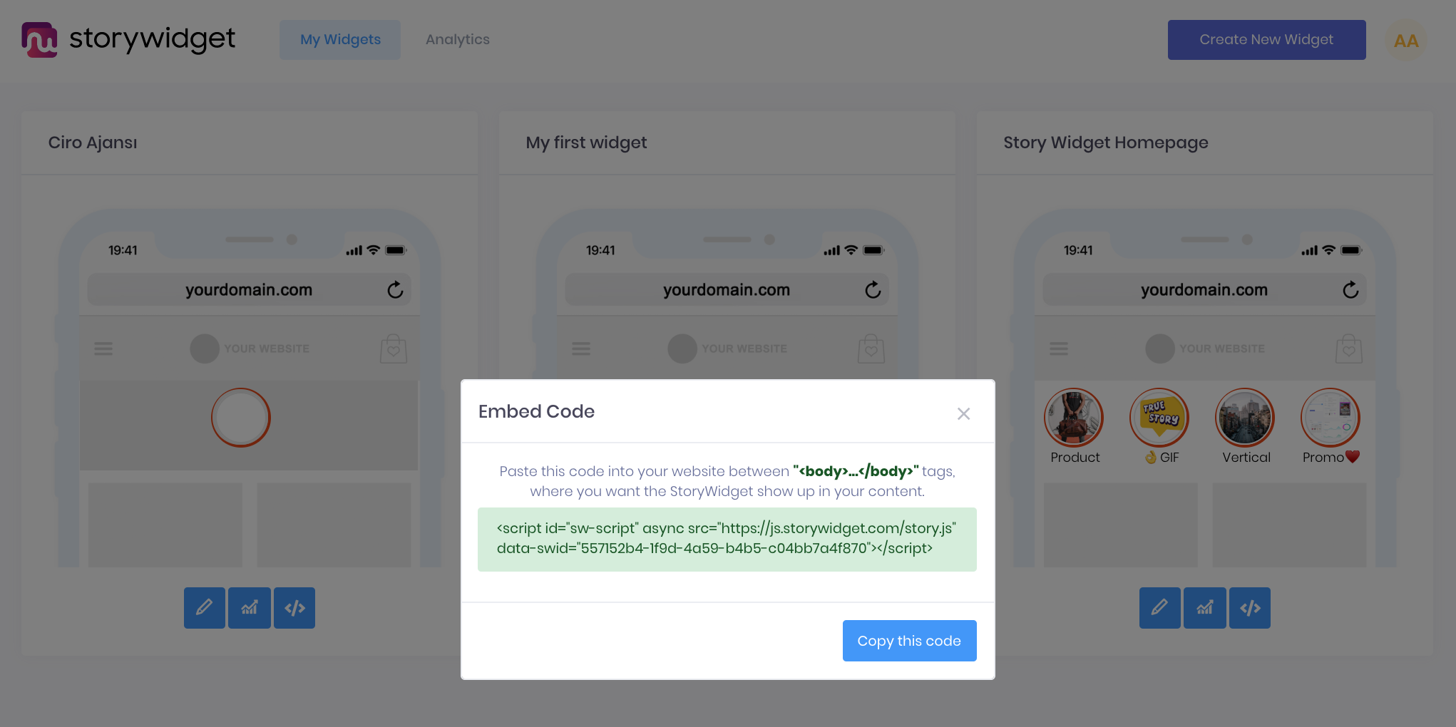 Create & Embed Stories in any website gallery image