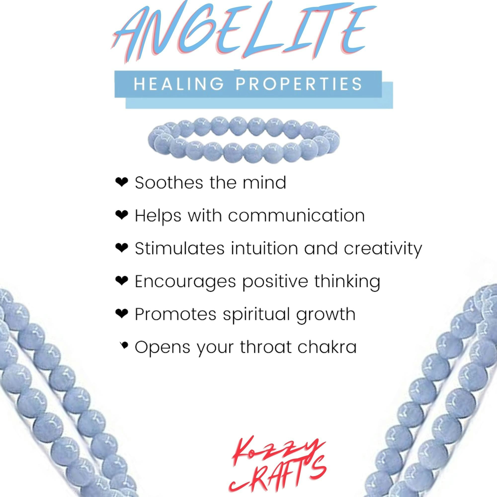 Angelit Bead Reiki Heilarmband - Natural Angelit Crystal Perle Reiki Heilarmband Medien 4