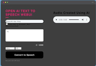 OpenAI Text To Speech WebUI gallery image