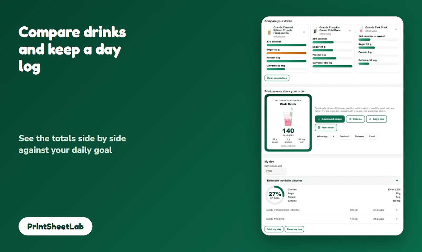 Starbucks Calorie Calculator screenshot 4