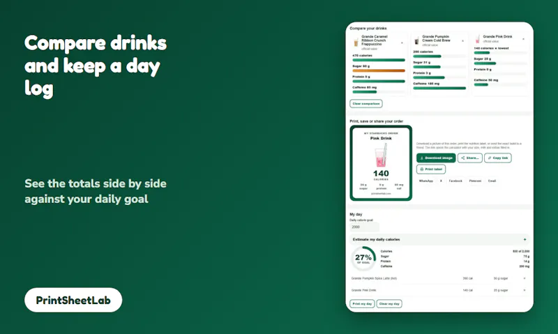 Starbucks Calorie Calculator screenshot 4