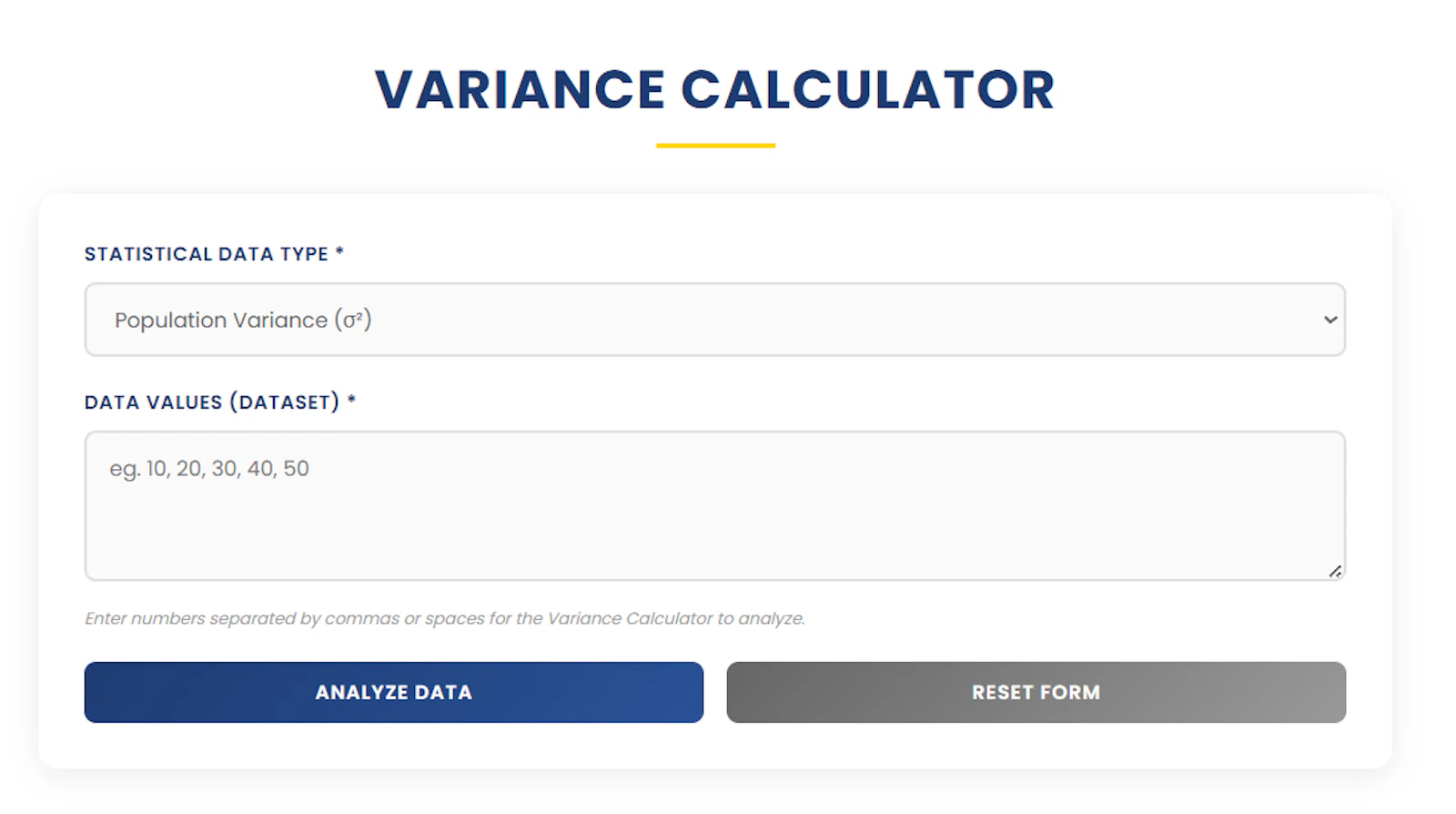 Variance Calculator | Ease Tools screenshot 1