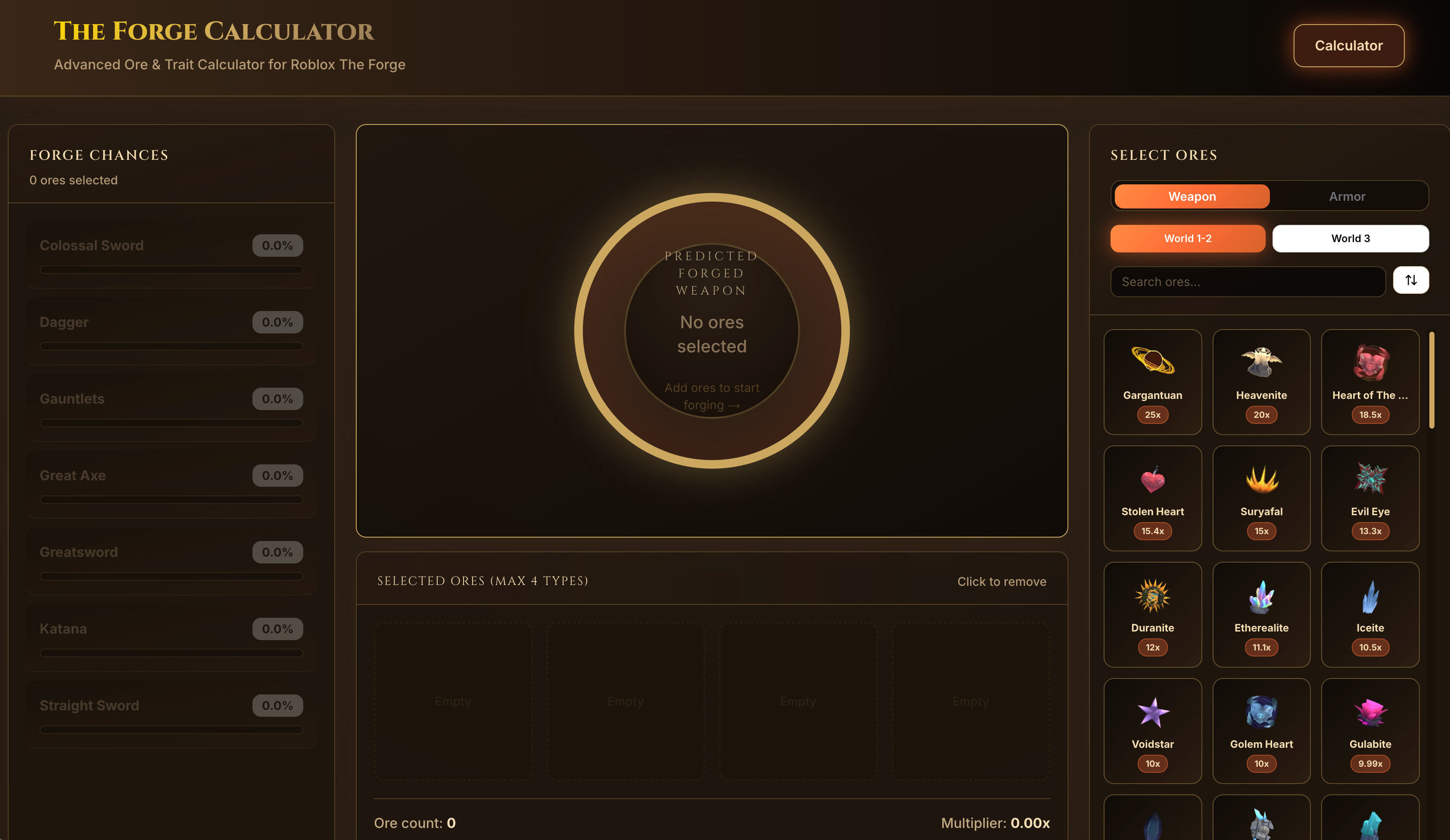 The Forge Calculator - Main product screenshot demonstrating key features and user interface