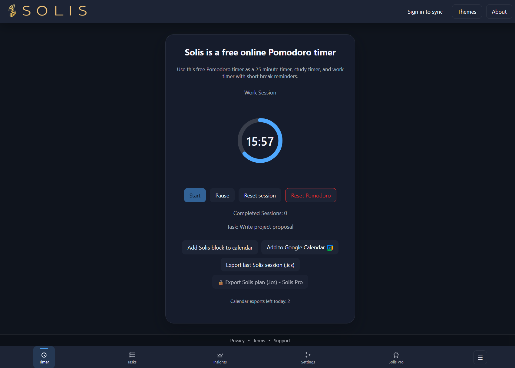 Solis Pro - Main product screenshot demonstrating key features and user interface