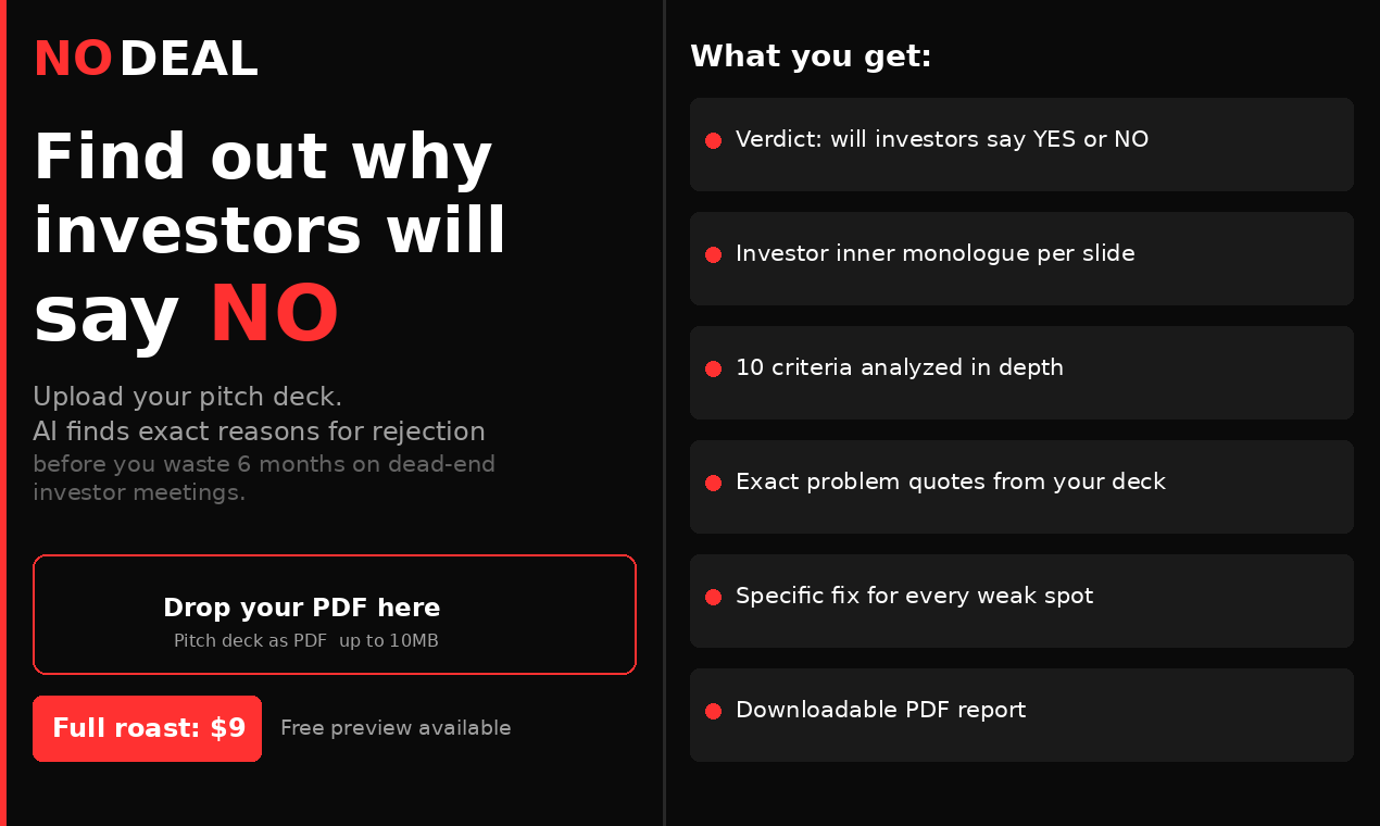 No Deal - Main product screenshot demonstrating key features and user interface
