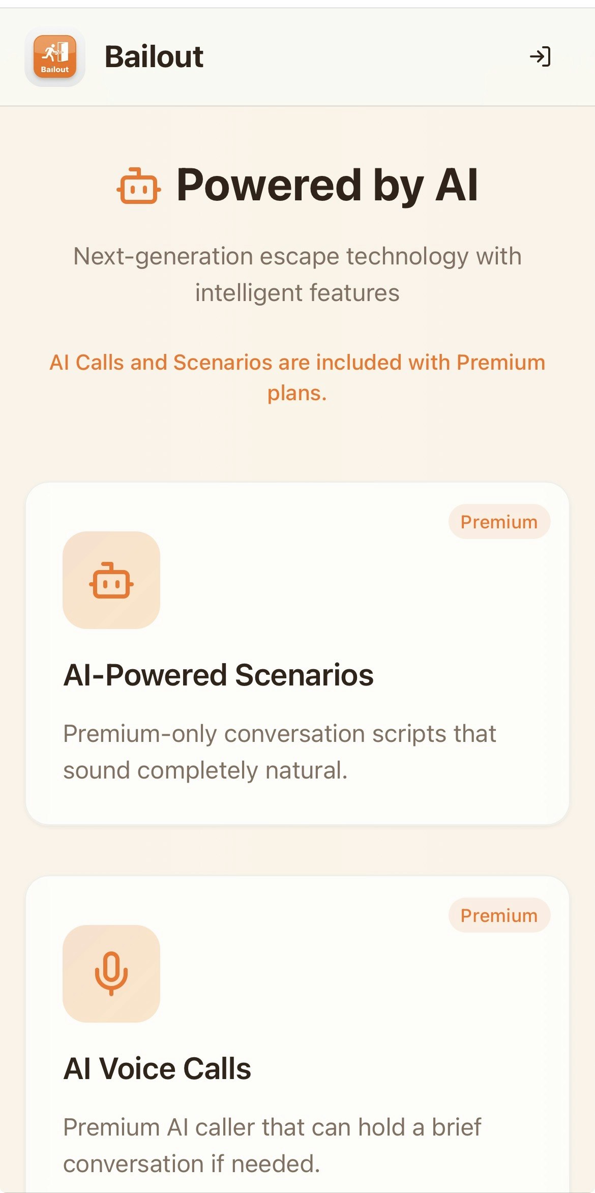 Bailout - Screenshot 3 showing product features and functionality