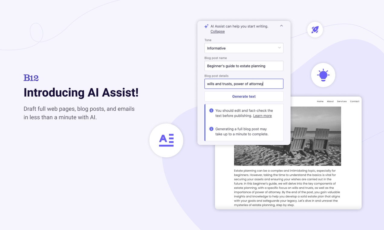 Media AI Hỗ trợ bởi B12 - Các trang web AI, blog, email, và nhiều hơn nữa trong <1 phút 3