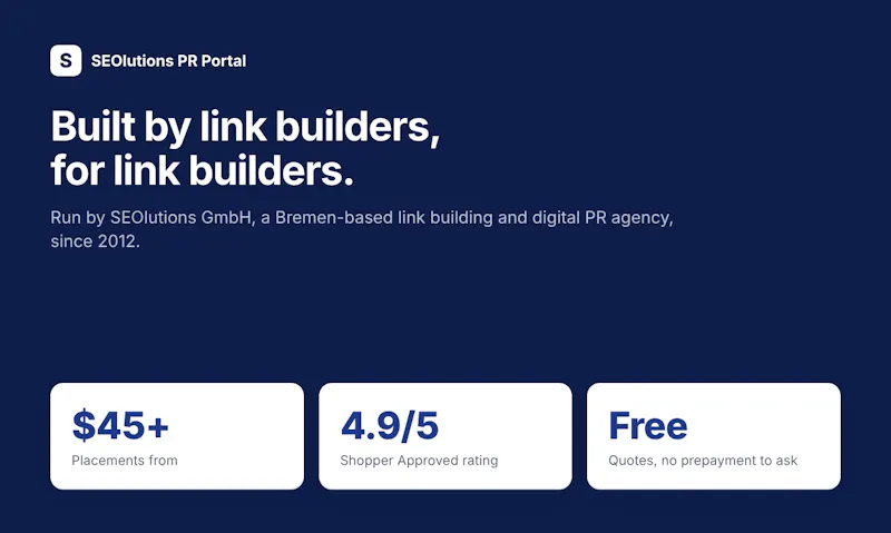 SEOlutions PR Portal screenshot 1