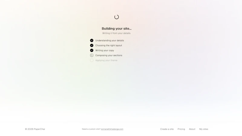 PaperChai — Your site, generated from AI screenshot 3