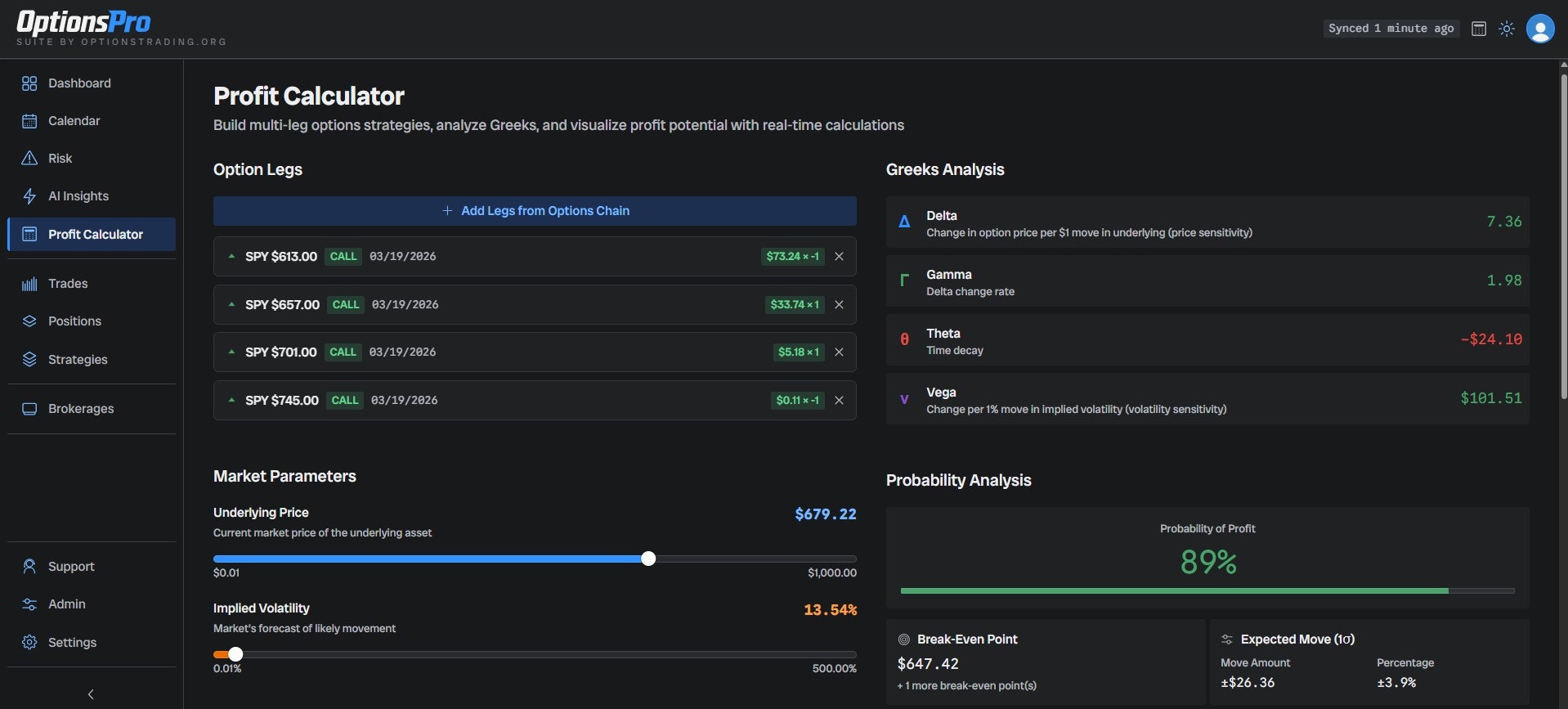 Options Pro - Screenshot 5 showing product features and functionality