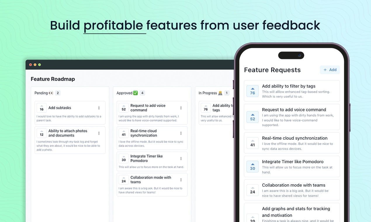startuptile Features.Vote-Build profitable features from user feedback