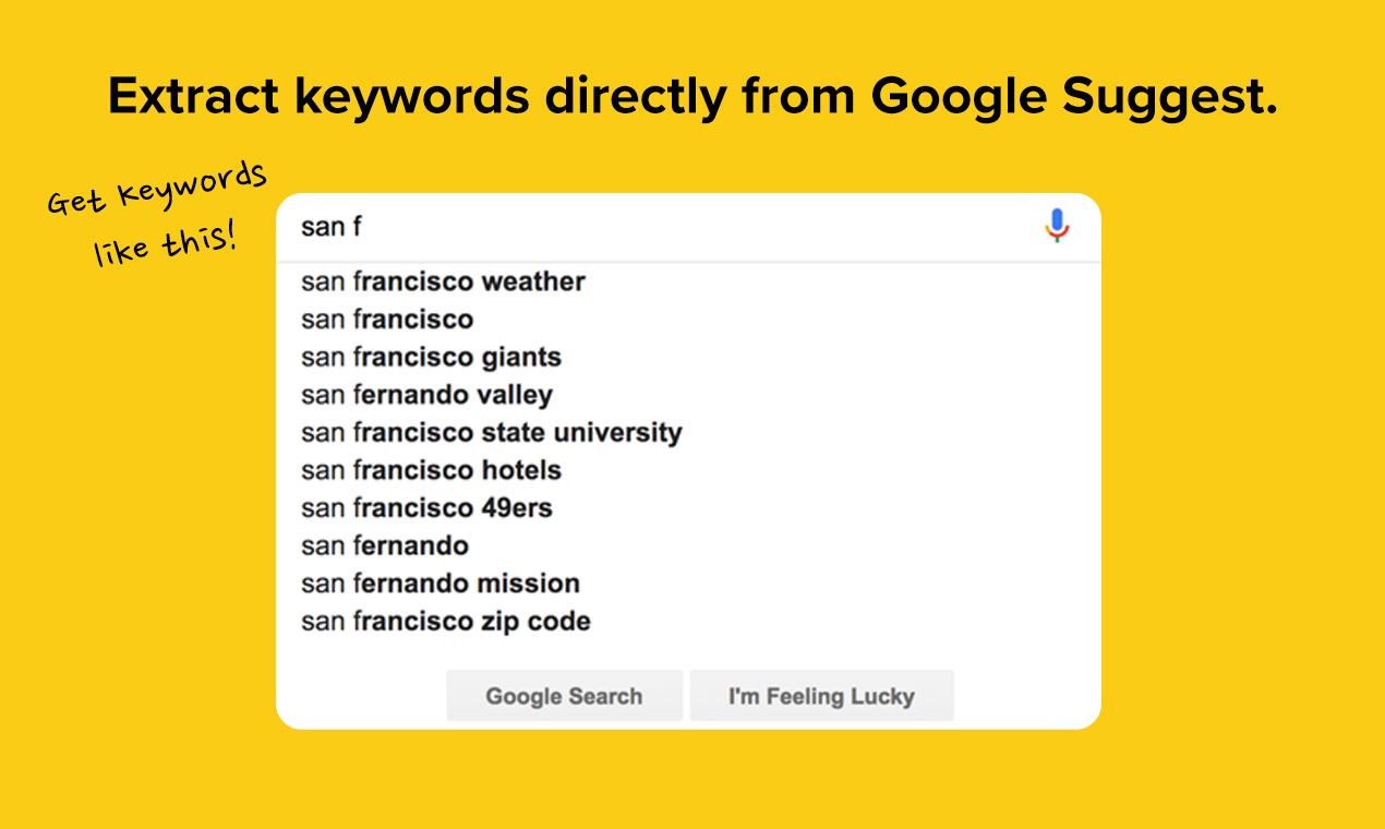 startuptile Google Suggest Keyword Generator-Extract thousands of keywords from Google Suggest for free