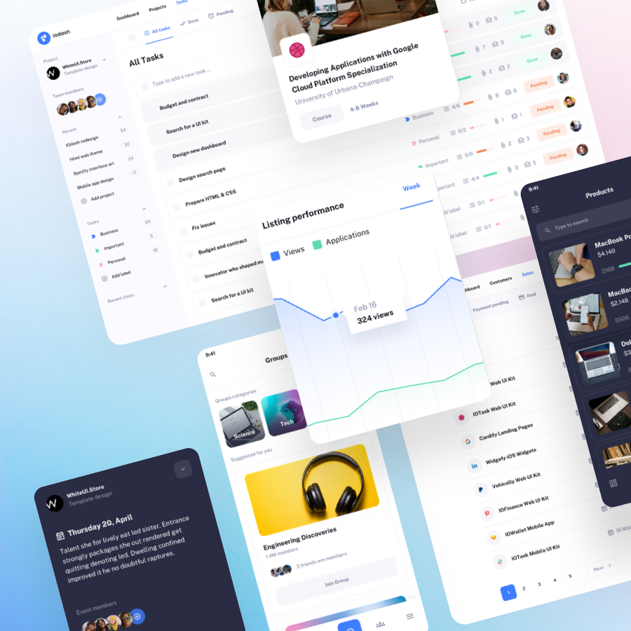 IODash - 544 Multipurpose UI Pages