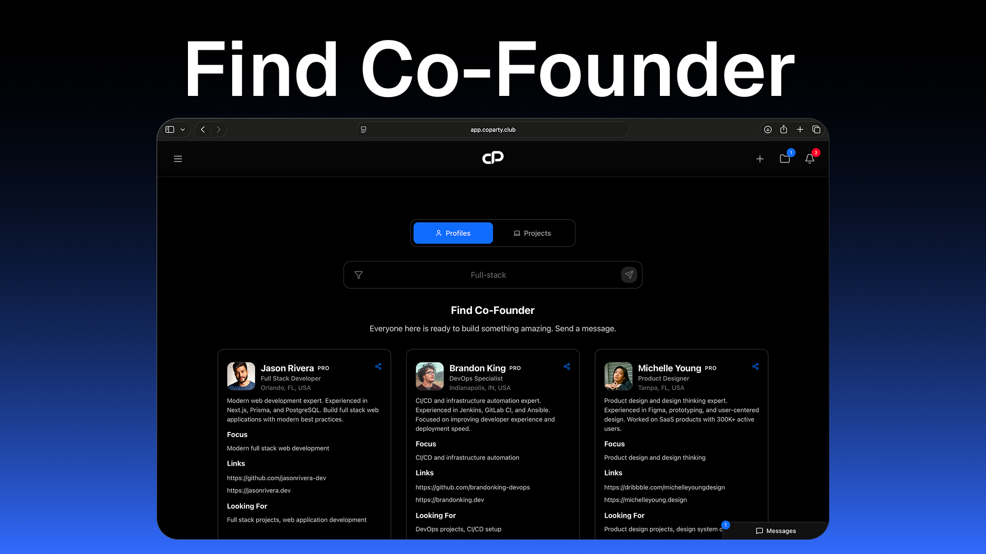 CoParty  - Main product screenshot demonstrating key features and user interface