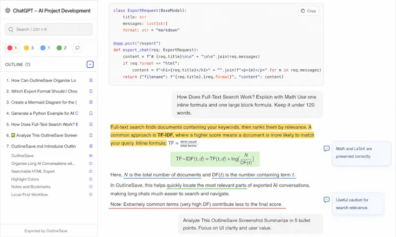 OutlineSave: AI Chats to Offline HTML screenshot 4