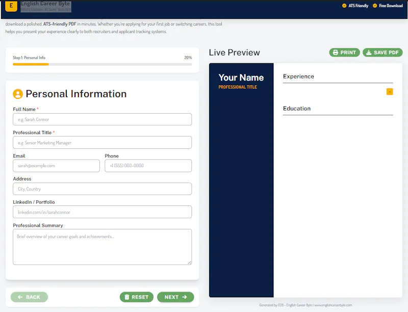 AI Powered Resume Generator screenshot 1