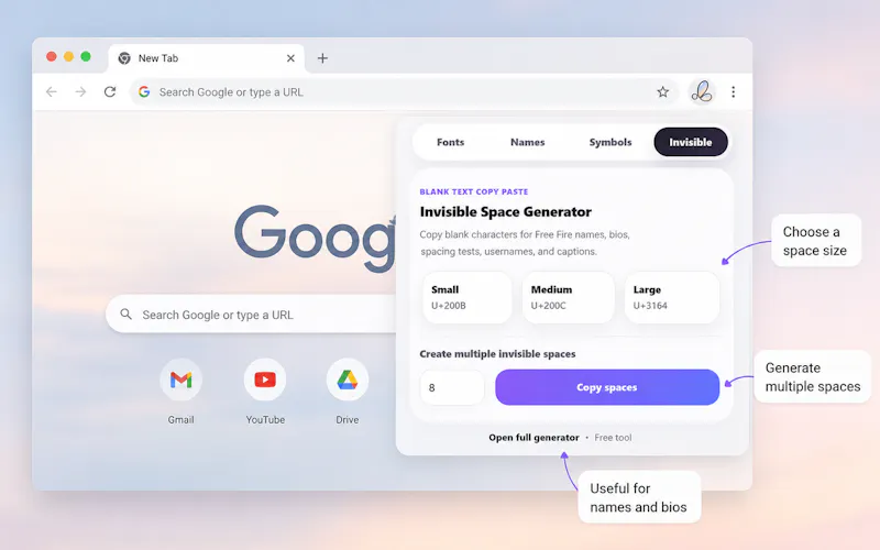 Stylish Fonts Generator-Chrome Extension screenshot 3