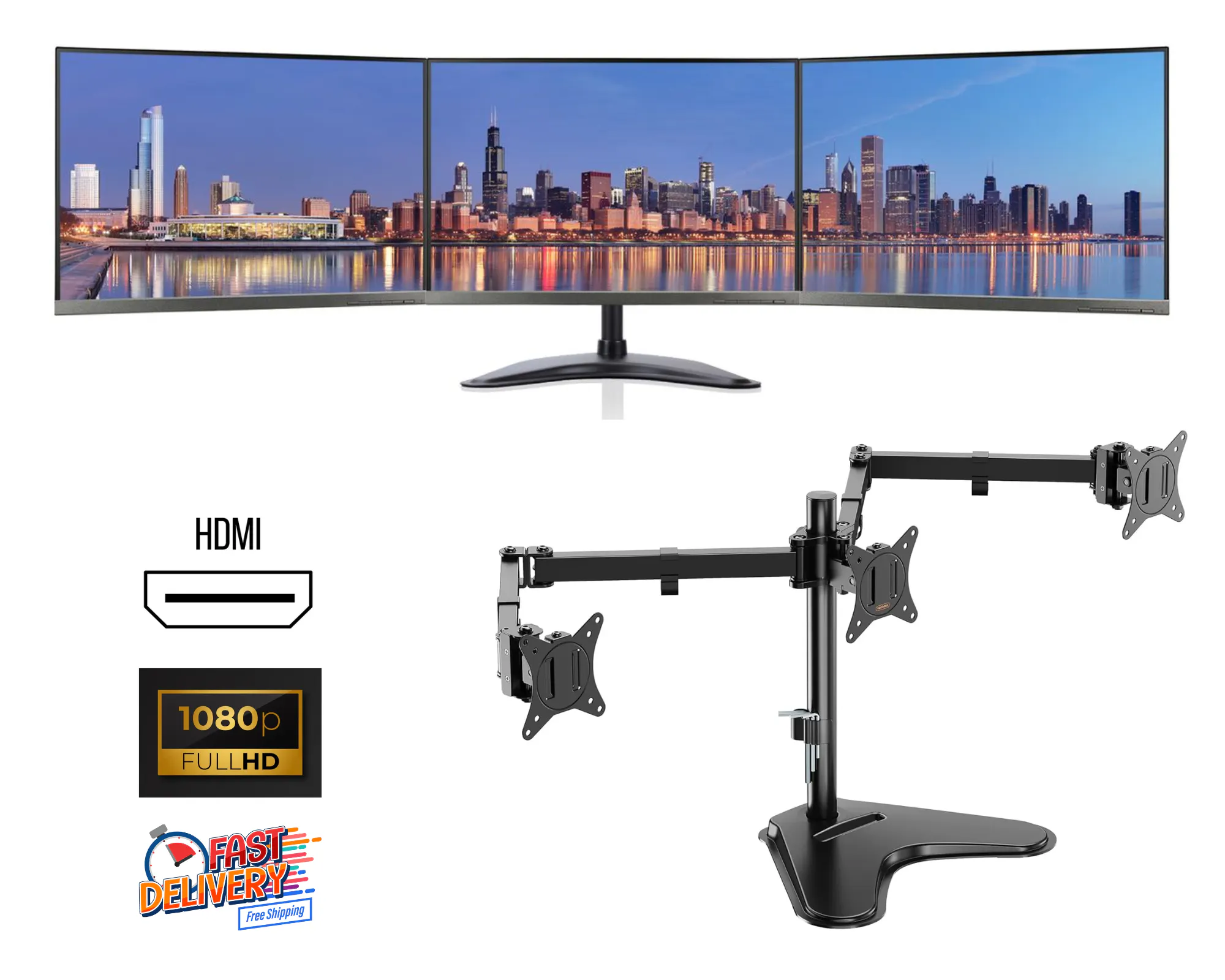 Triple Monitor Screen Bundle HDMI 3x24" product banner