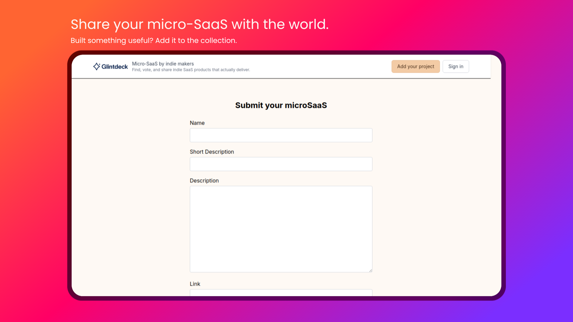 Glintdek - Zoek en deel nuttige Micro-SAAS-tools media 3