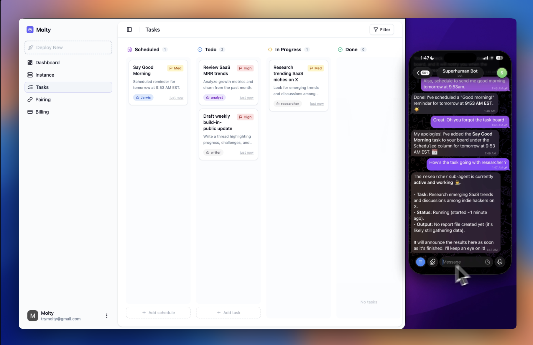 Molty AI - Screenshot 2 showing product features and functionality