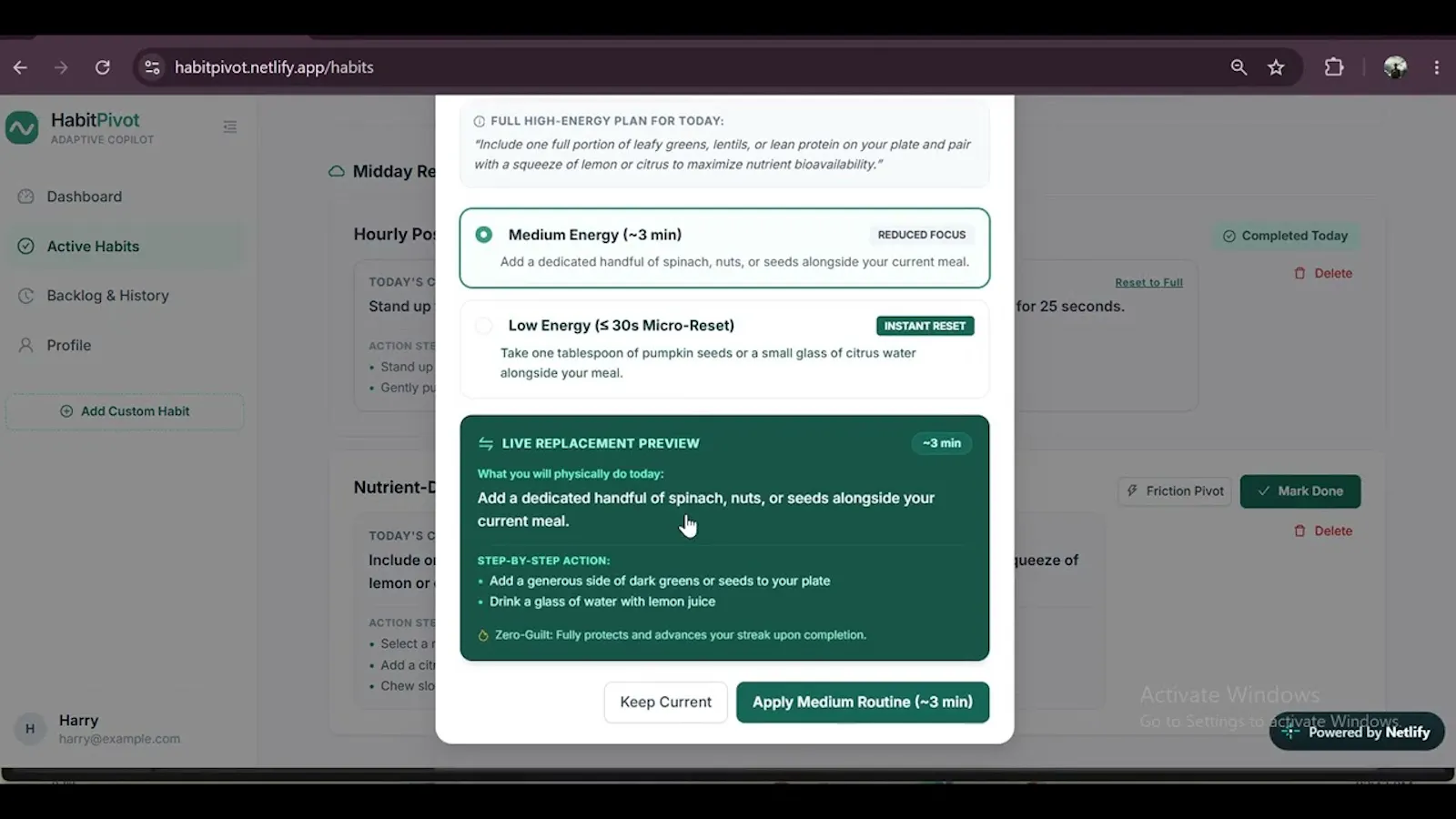 HabitPivot screenshot 1 (video preview)